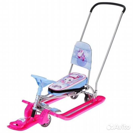 Снегокат детский зимний со спинкой и с выдвижными