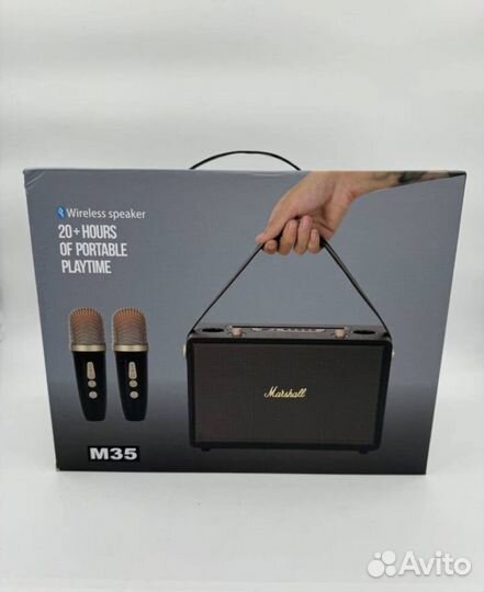 Блютуз Колонка караоке с микрофонами Marshall