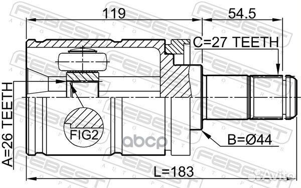 Шрус внутренний левый 26x44x27 1911-E53LH Febest