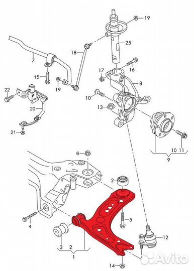 Рычаг подвески левый Volkswagen Polo cfna 1.6 2013