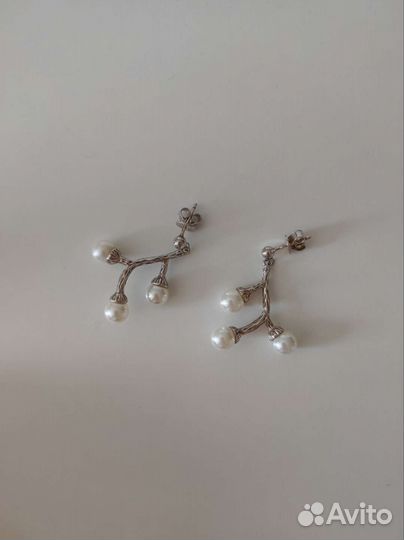 Серьги серебро с натуральным жемчугом