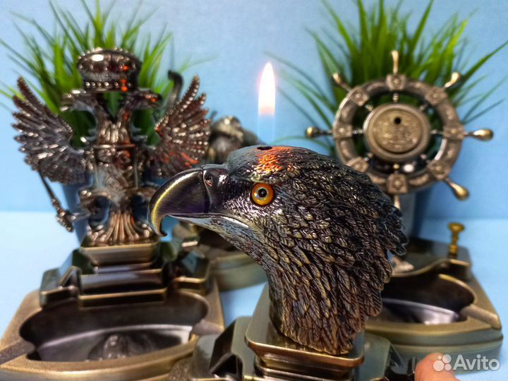 Пепельница из металла + зажигалка 4модели