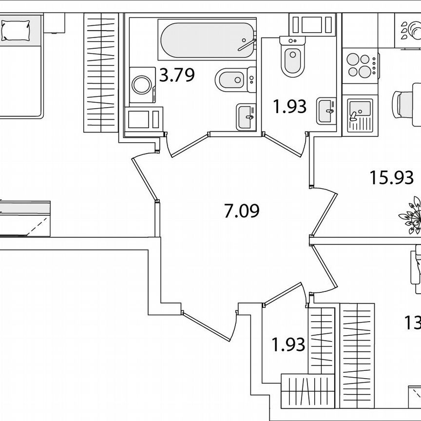 2-к. квартира, 63,9 м², 6/9 эт.