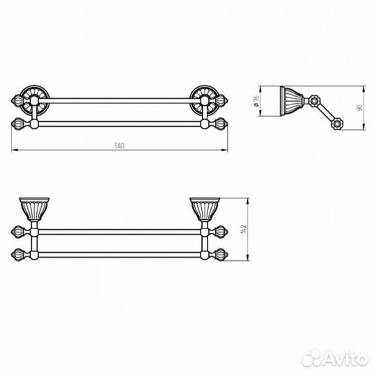 Полотенцедержатель двойной Migliore Olivia 17439 бронза