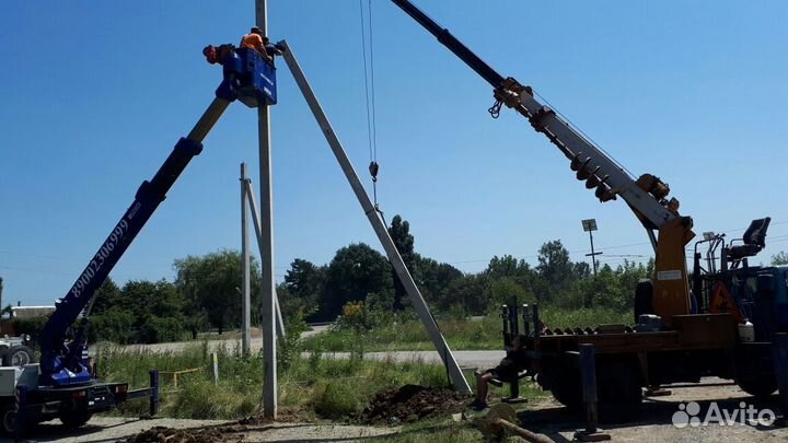 Услуги ямобура, монтаж и демонтаж опор лэп