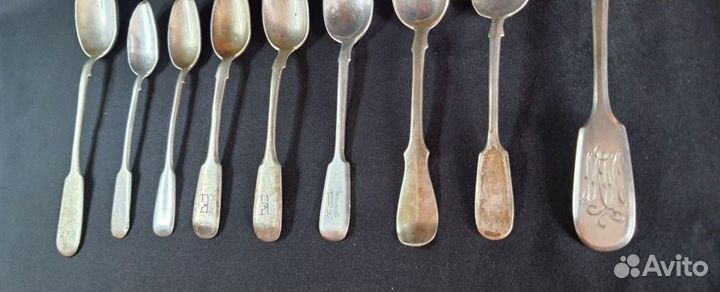 Царское серебро. 9 ложек. 84 проба