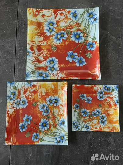 Набор квадратных тарелок 3шт