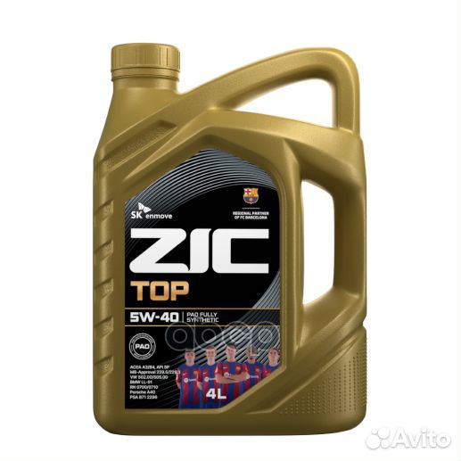 ZIC TOP 5W40 (4L) масло мот. синтAPI SP, acea