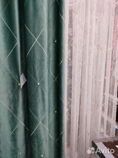 Тюль и шторы бархат с жемчугами