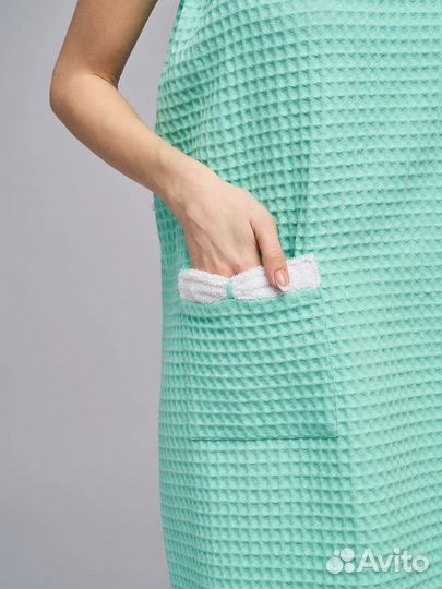 Килт для бани женский вафельный на пуговицах