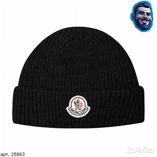 Черная шапка moncler