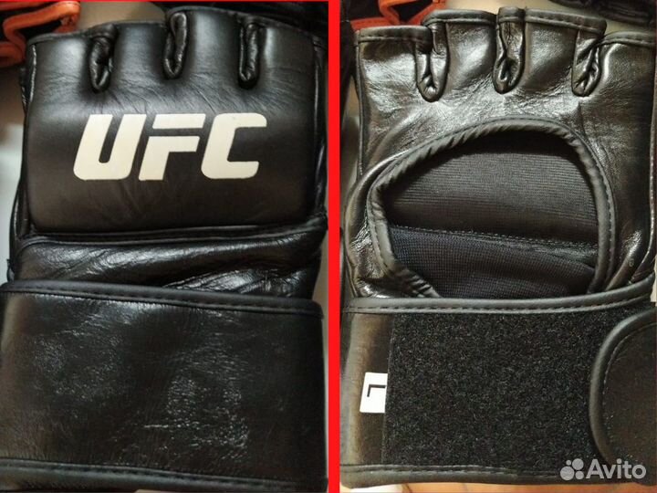 Перчатки мма ufс /натуральная кожа/ черные