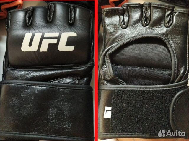 Перчатки мма ufс /натуральная кожа/ черные