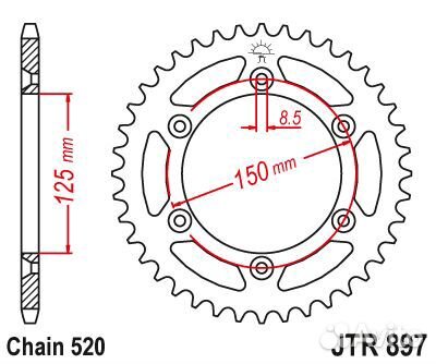 Звезда цепного привода JTR897.49SC