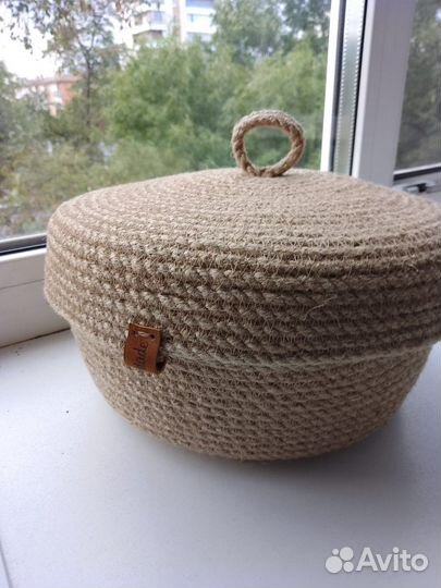 Корзины с крышкой из джута