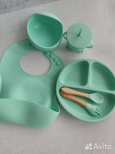 Набор детской силиконовой посуды новый