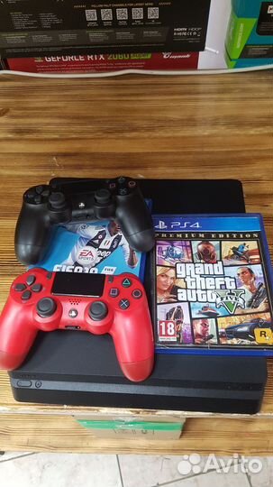 Приставка Sony PS4 Slim+2 игры+ 2 геймпада