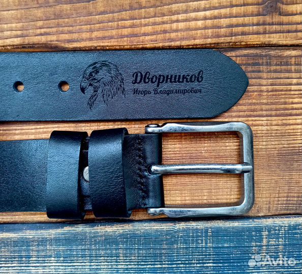 Ремень с гравировкой. Натуральная кожа