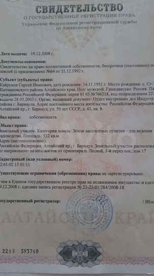 Участок 5 сот. (СНТ, ДНП)
