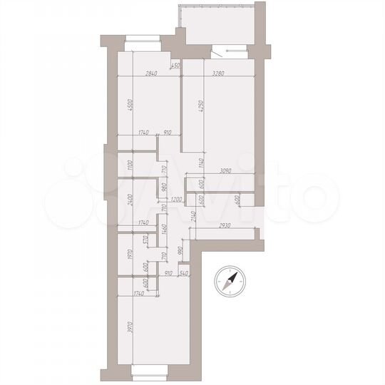 2-к. квартира, 71,7 м², 6/9 эт.