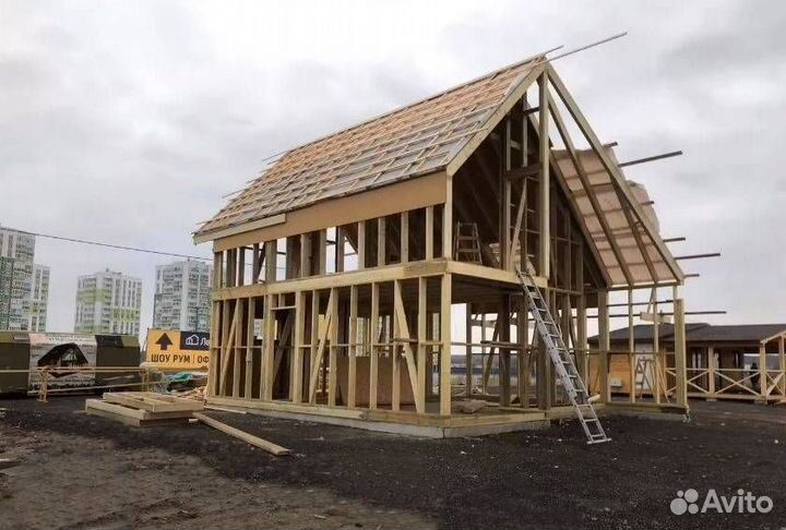 Двухэтажный каркасный дом 9х11м со вторым светом