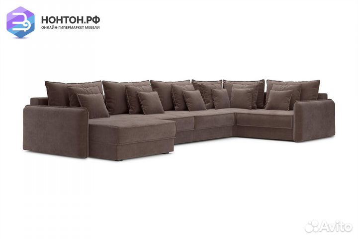 Диван п-образный тик-так Антей коричневый