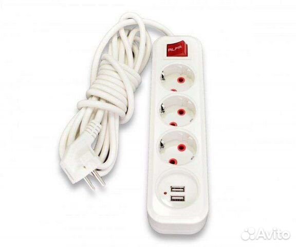 Сетевой фильтр с заземлением (5 метров) новый