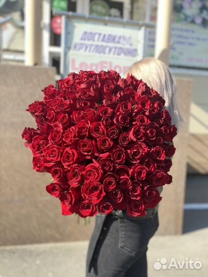 Букет из 101 эквадорской розы 100 см