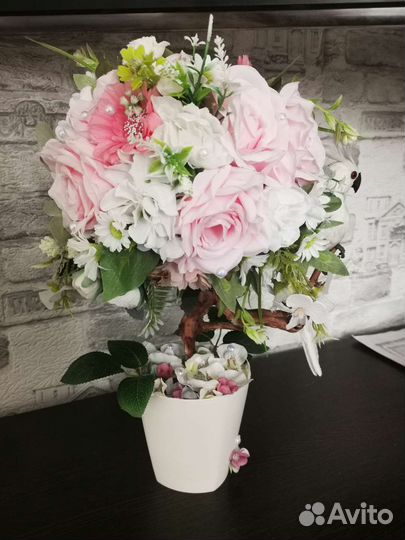 Искусственные цветы, деревце, топиарий, подарок