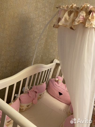 Бортики и балдахин в кроватку для девочки