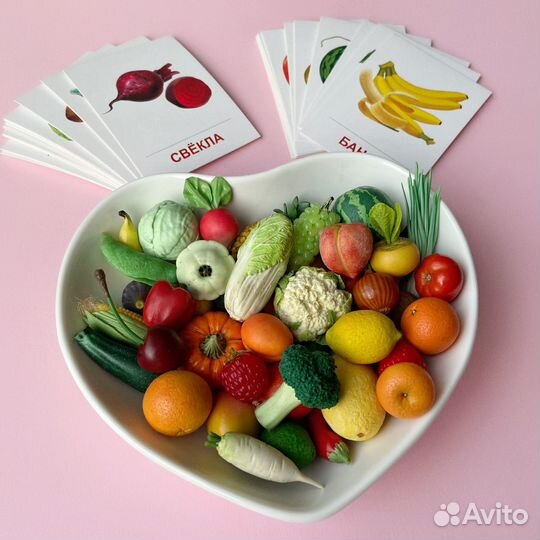 Набор 50 шт. Овощи и фрукты из полимерной глины