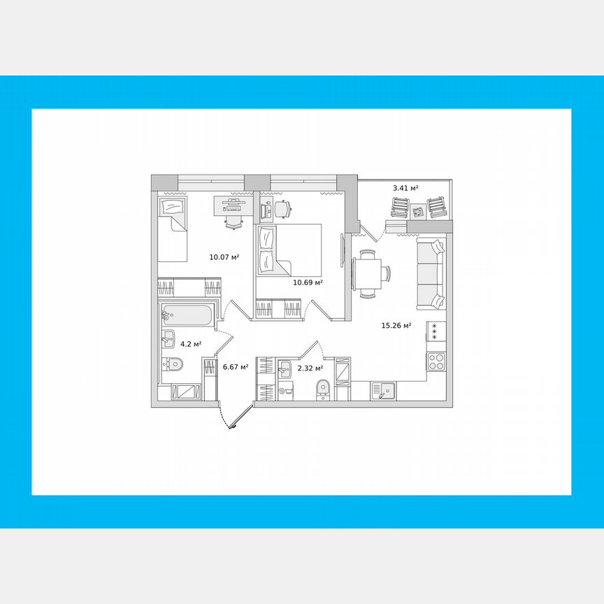 2-к. квартира, 49,5 м², 2/17 эт.