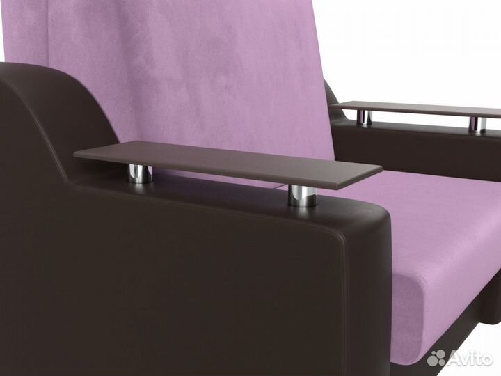 Диван прямой аккордеон Сенатор 100, микровельвет, сиреневый, коричневый