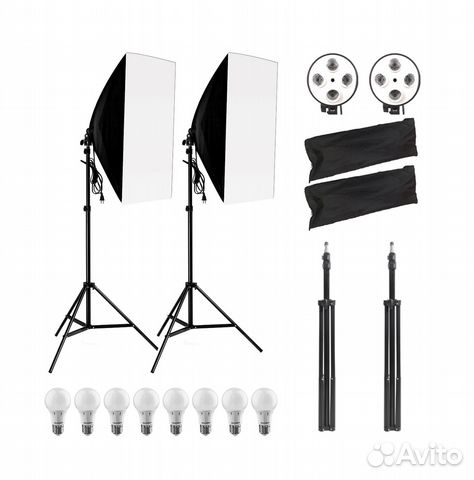 Софтбокс со штативом на 4 лампы постоянный свет