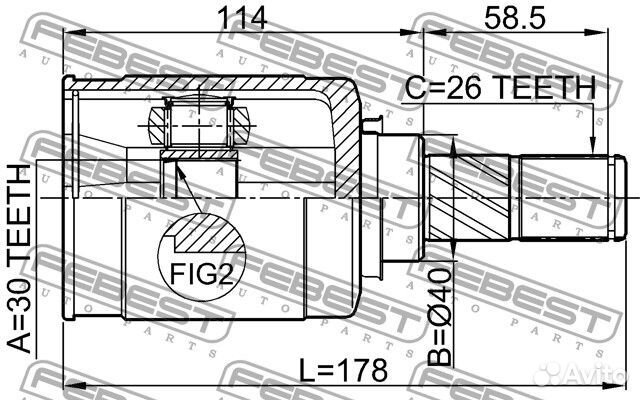 Шрус внутренний левый 30x40x26