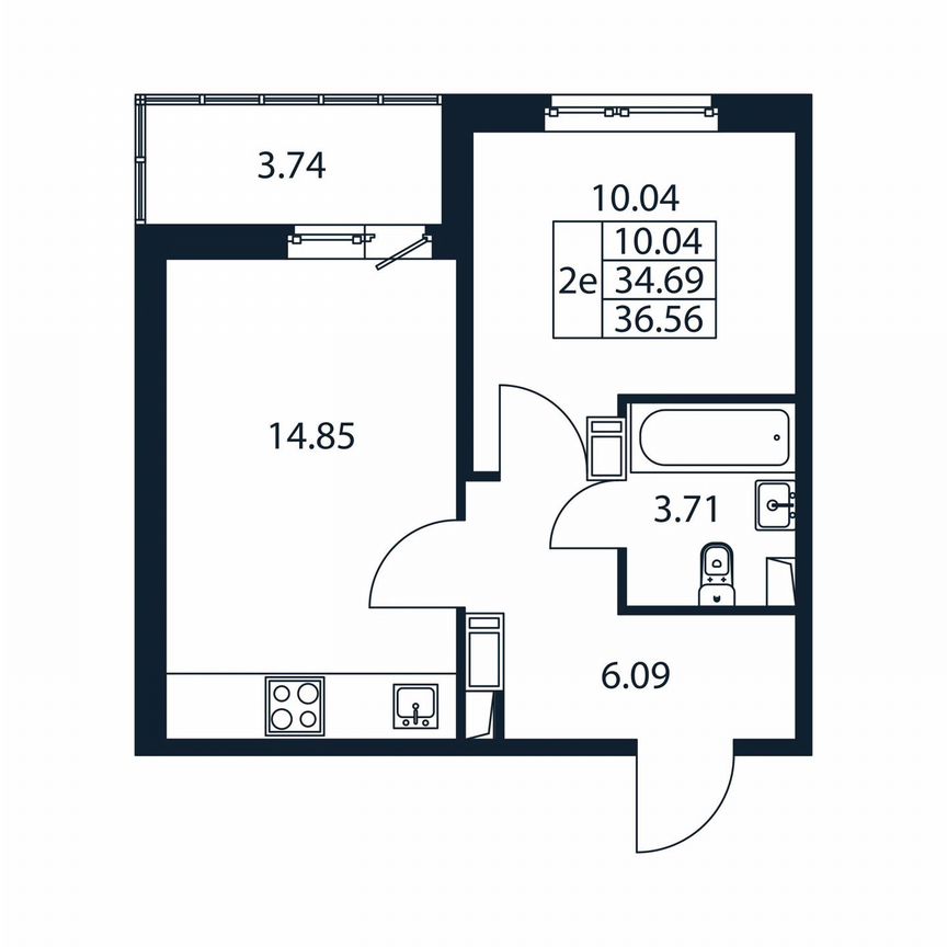 1-к. квартира, 38,4 м², 6/12 эт.