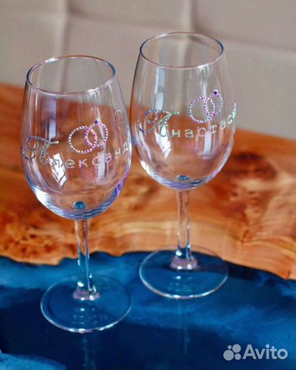 Бокалы для вина со стразами свадебные