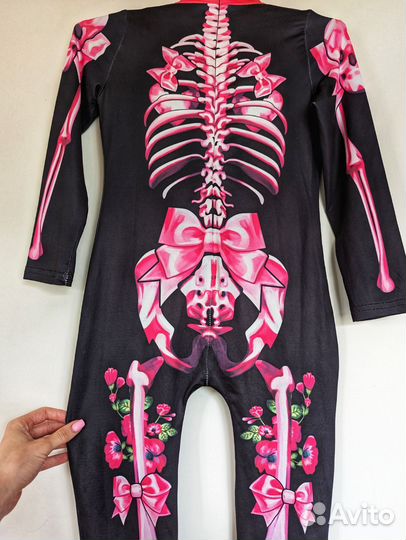 Комбинезон скелет для танцев, гимнастики 134-140