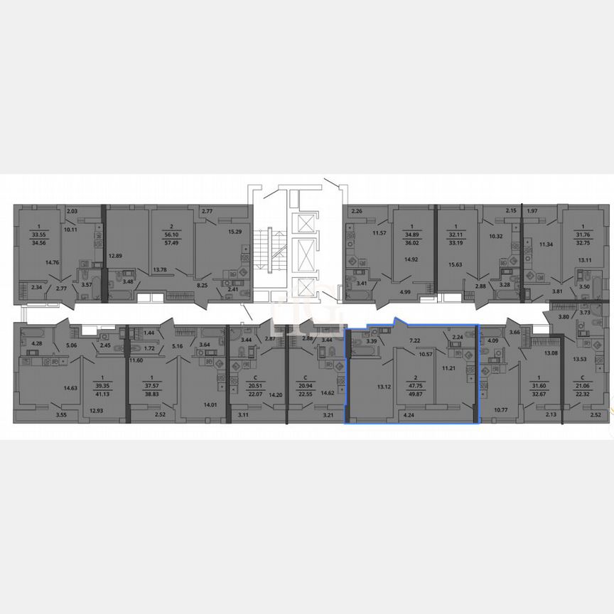 2-к. квартира, 47,8 м², 3/19 эт.