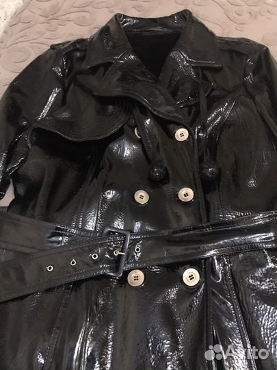 Куртка двубортная утеплённая, виниловая, натуральн