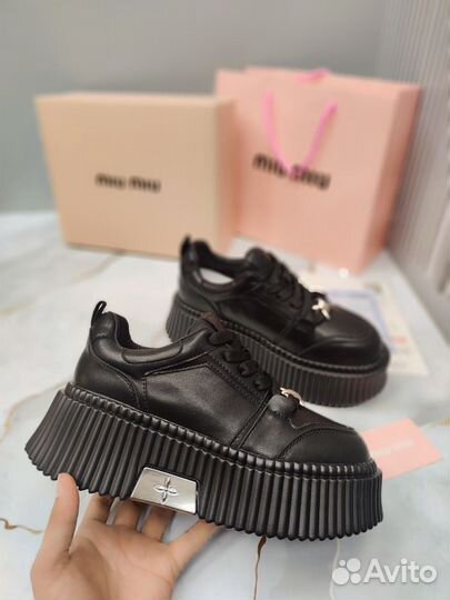 Кеды miu miu на платформе кожа (36-40)
