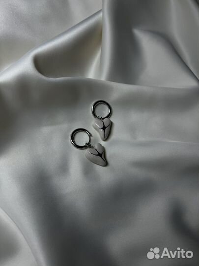 Серьги сердца керамические (ручная работа)