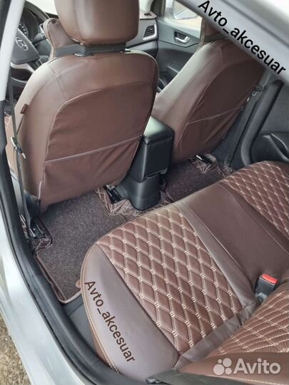 Чехлы Hyundai Solaris - Kia Rio - LADA Vesta Корич