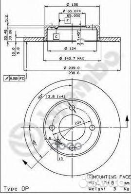 Диск тормозной Standard перед 08263134 Brembo