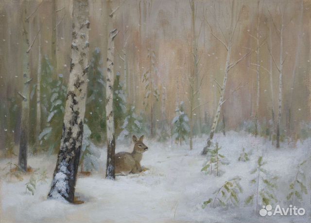 Картин�а маслом на холсте "Первый снег"