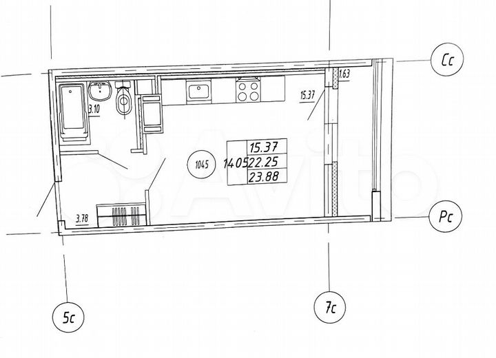 Квартира-студия, 23,9 м², 10/23 эт.