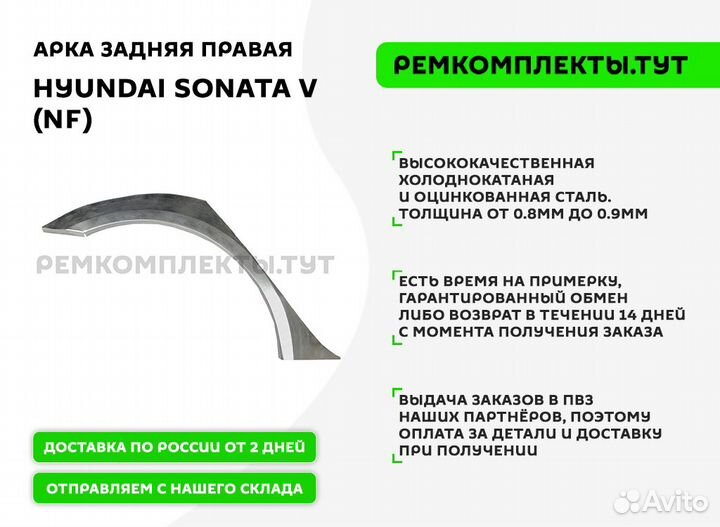 Арка задняя правая Hyundai Sonata 5 (NF)