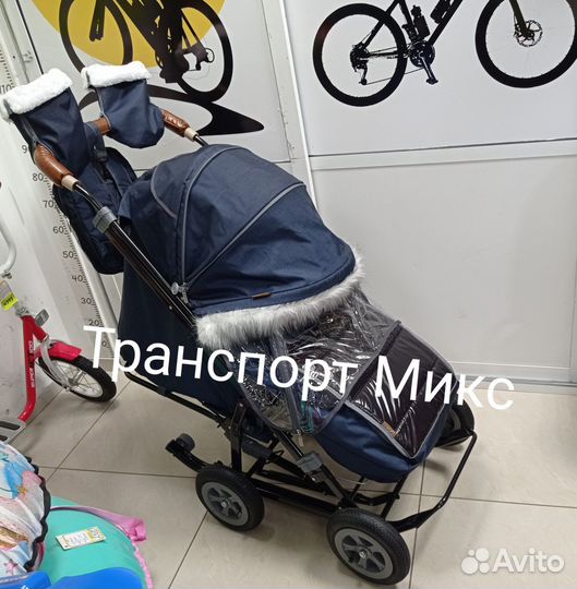 Санки коляска Сити 1-1 надувные колеса