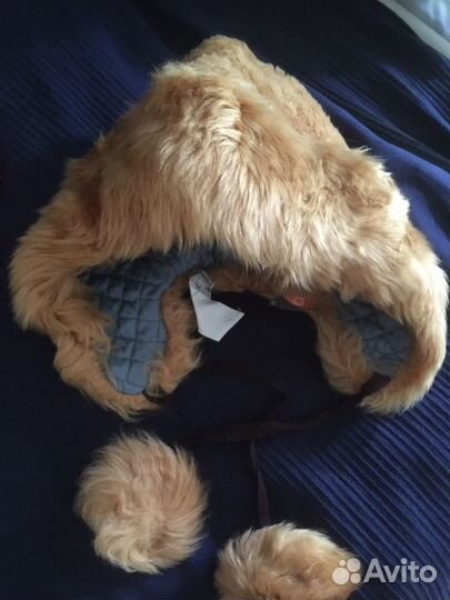 Шапки цигейка и вязаный шлем детский