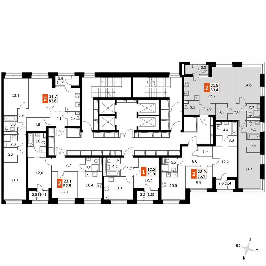 2-к. квартира, 83,6 м², 23/23 эт.